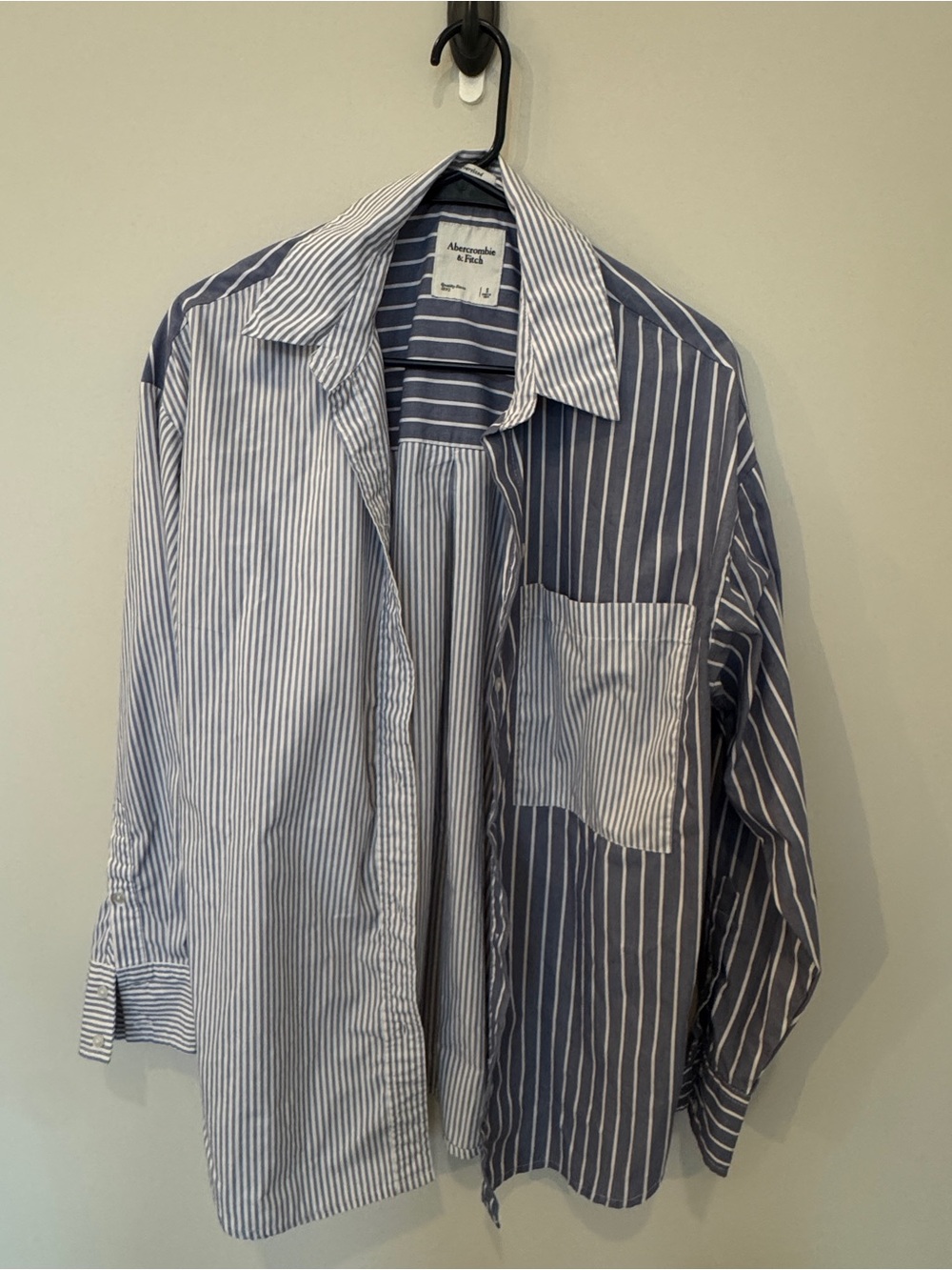 Abercrombie & Fitch Women’s Oversized Blue & White Striped Button-Up Shirt